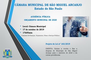 Comunicado de Audiência Pública - Orçamento de 2020